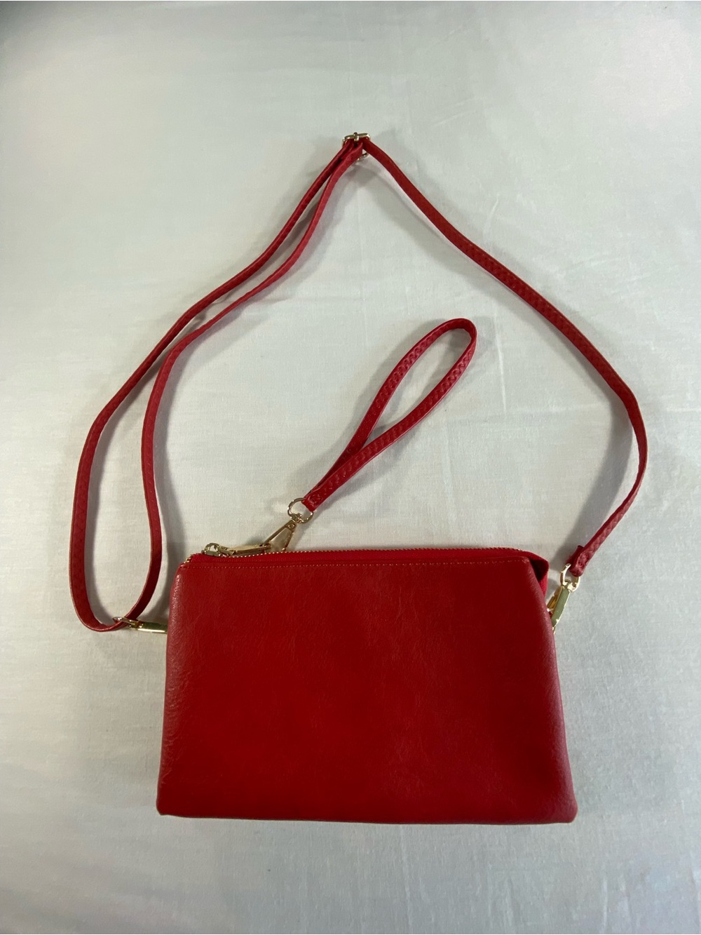 Jen & Co Red Crossbody Clutch Handbag Vegan Leather